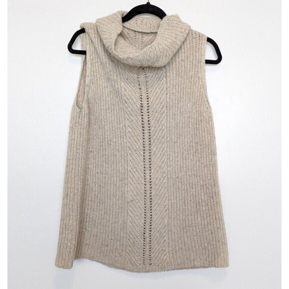 Classiques Entier Sweaters - CLASSIQUES ENTIER Wool Sweater Womens Size L Tan Sleeveless Tunic Mohair Neutral